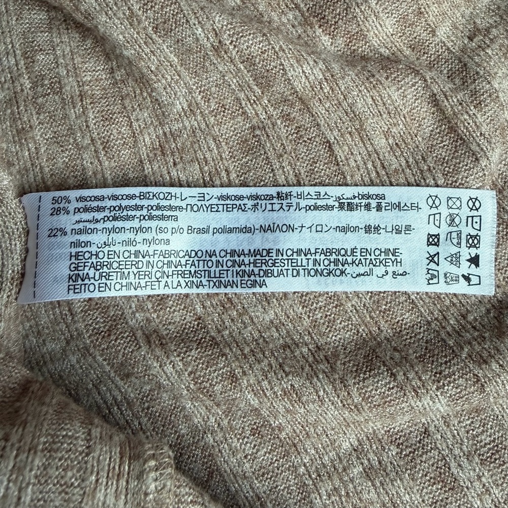 Zara Taupe Ribbed Long Sleeve Polo Top - Picture 9 of 9
